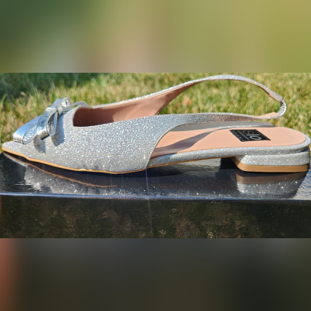 🇮🇹ISLO ISABELLA LORUSSO open toe flat slingback silver metallic sandals in 38 - Picture 9 of 15